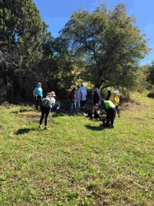 Two hikers on a private trekking tour admiring a panoramic mountain view in Kyrgyzstan